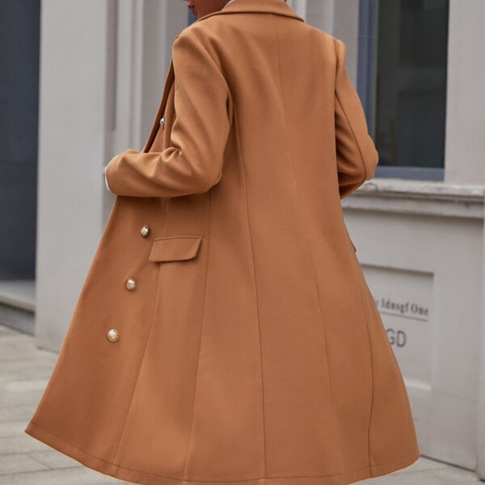 Classic Black Button up Long Jacket Coat - Picture 4 of 5